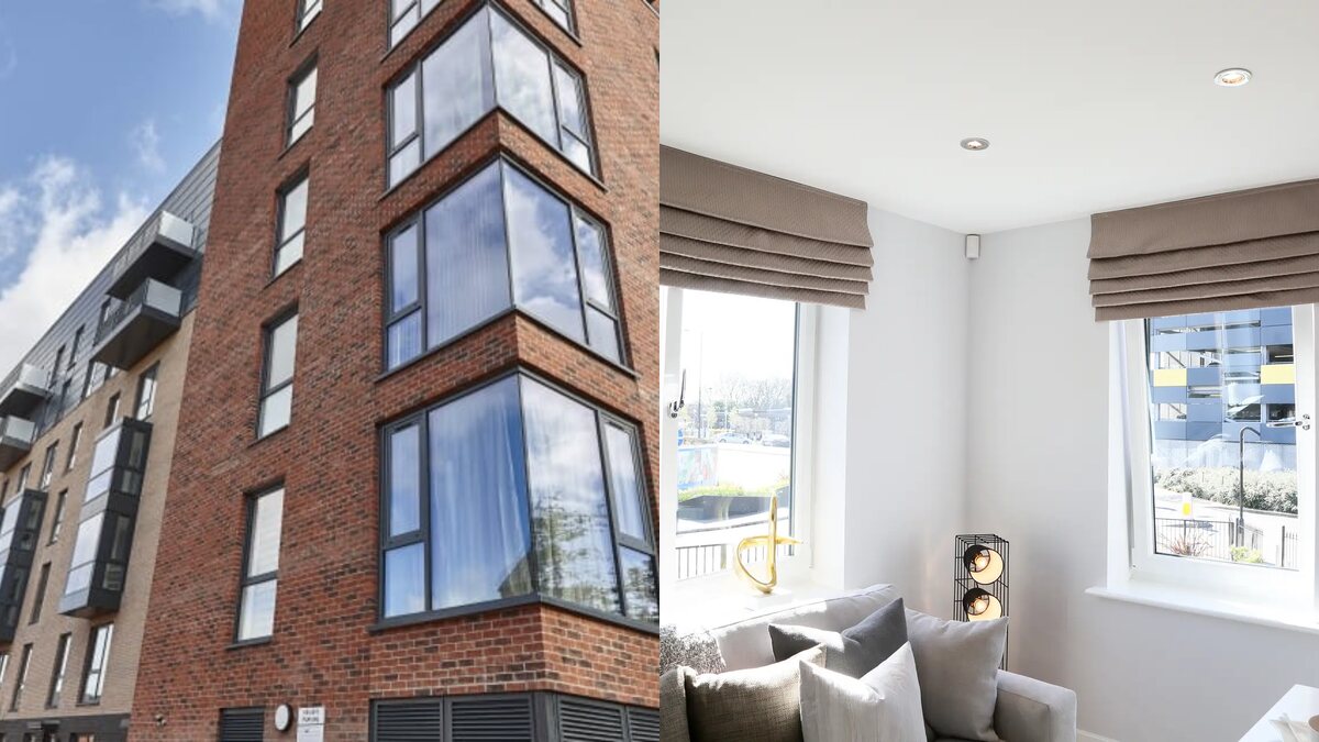 Aluminium apartment windows on the left, uPVC home windows on the right
