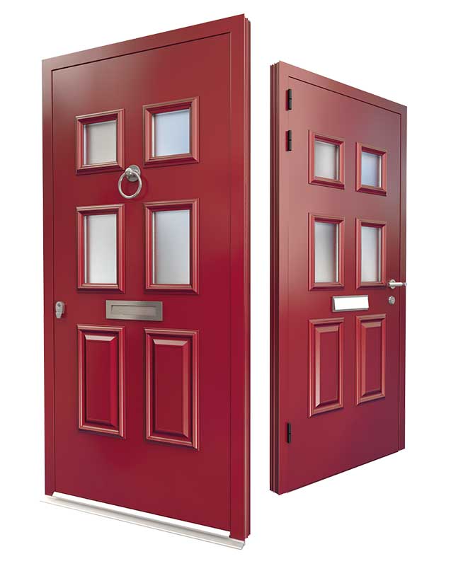 A secure multi-point-locking aluminium door on a residential entrance